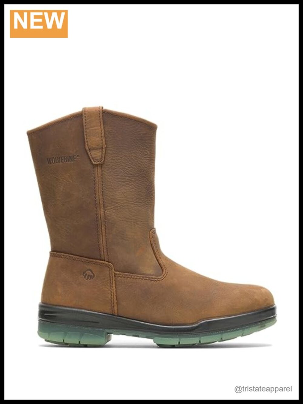 Leather Pull-On Mid-Calf Work Boots Slip-Resistant Flat Heel Fall